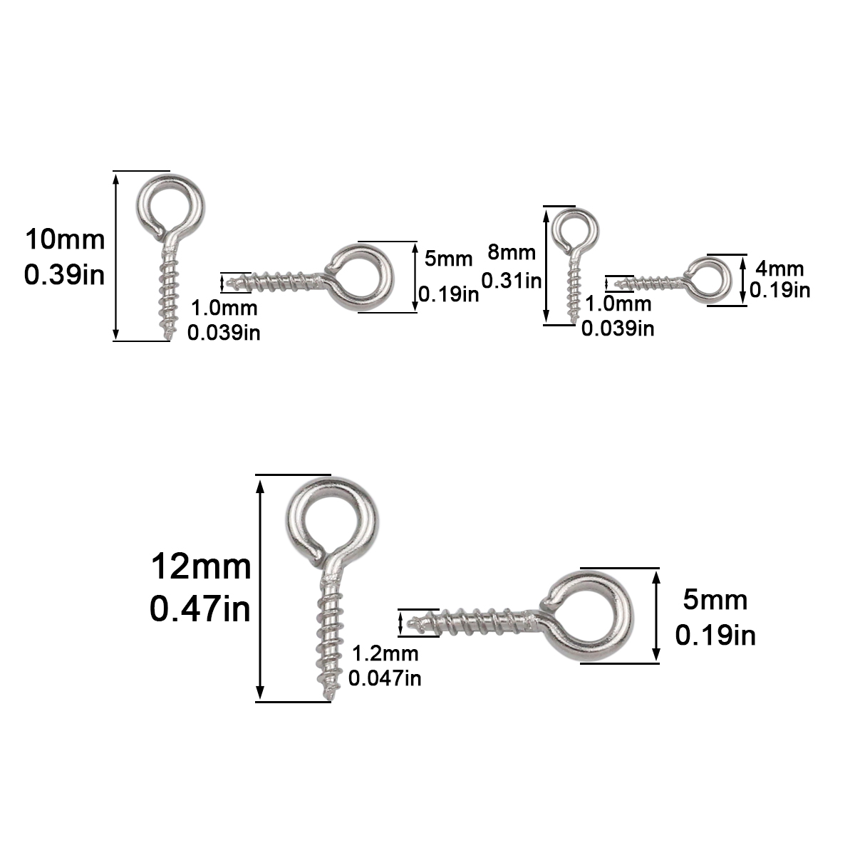 100 шт. 4x8/5x10/5x12 мм мини- – обзор и цена Jewelry Making Eye Pins