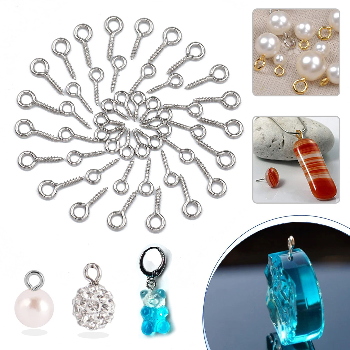 100 шт. 4x8/5x10/5x12 мм мини- – обзор и цена Jewelry Making Eye Pins